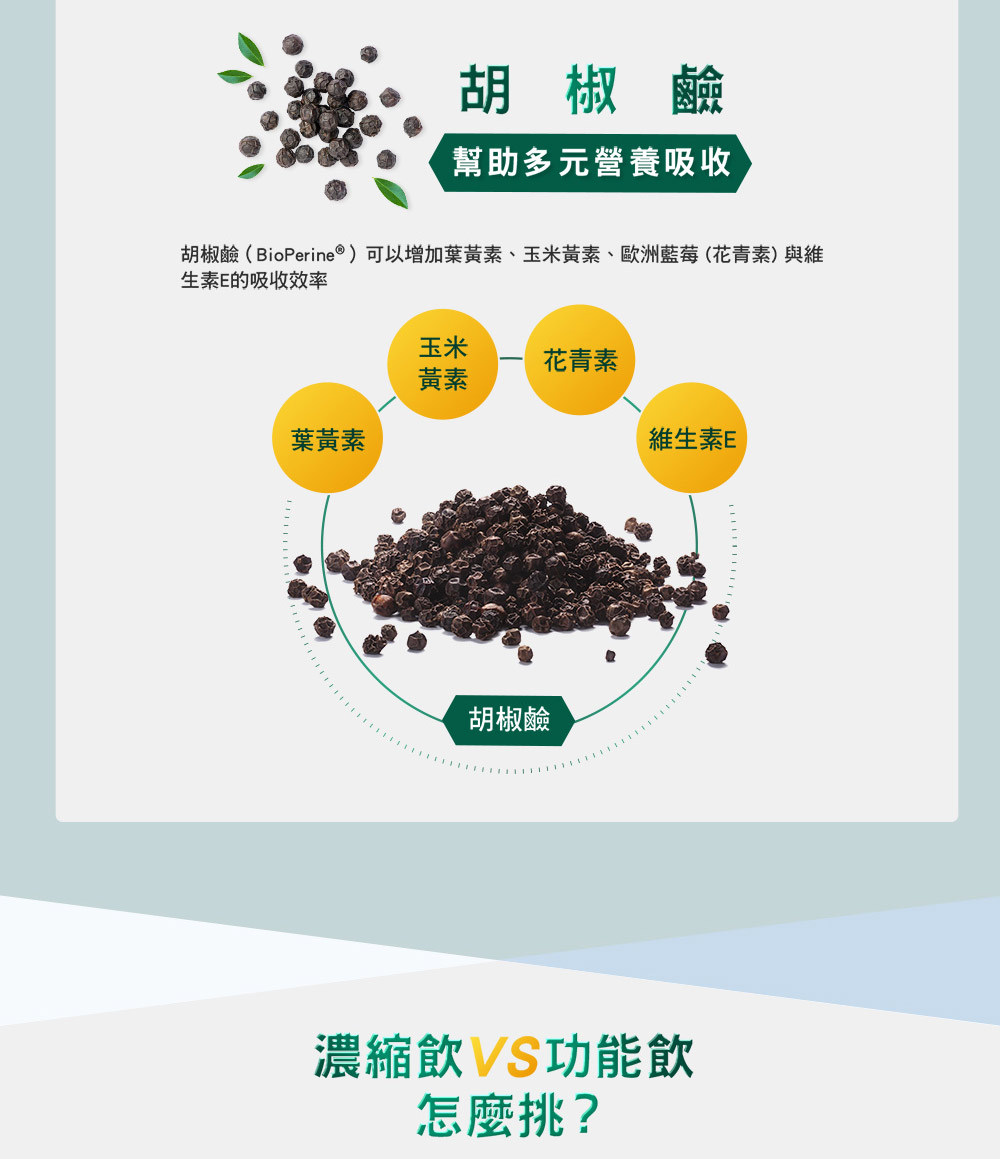 胡椒鹼BioPerine可以增加葉黃素、玉米黃素、歐洲藍莓花青素與維