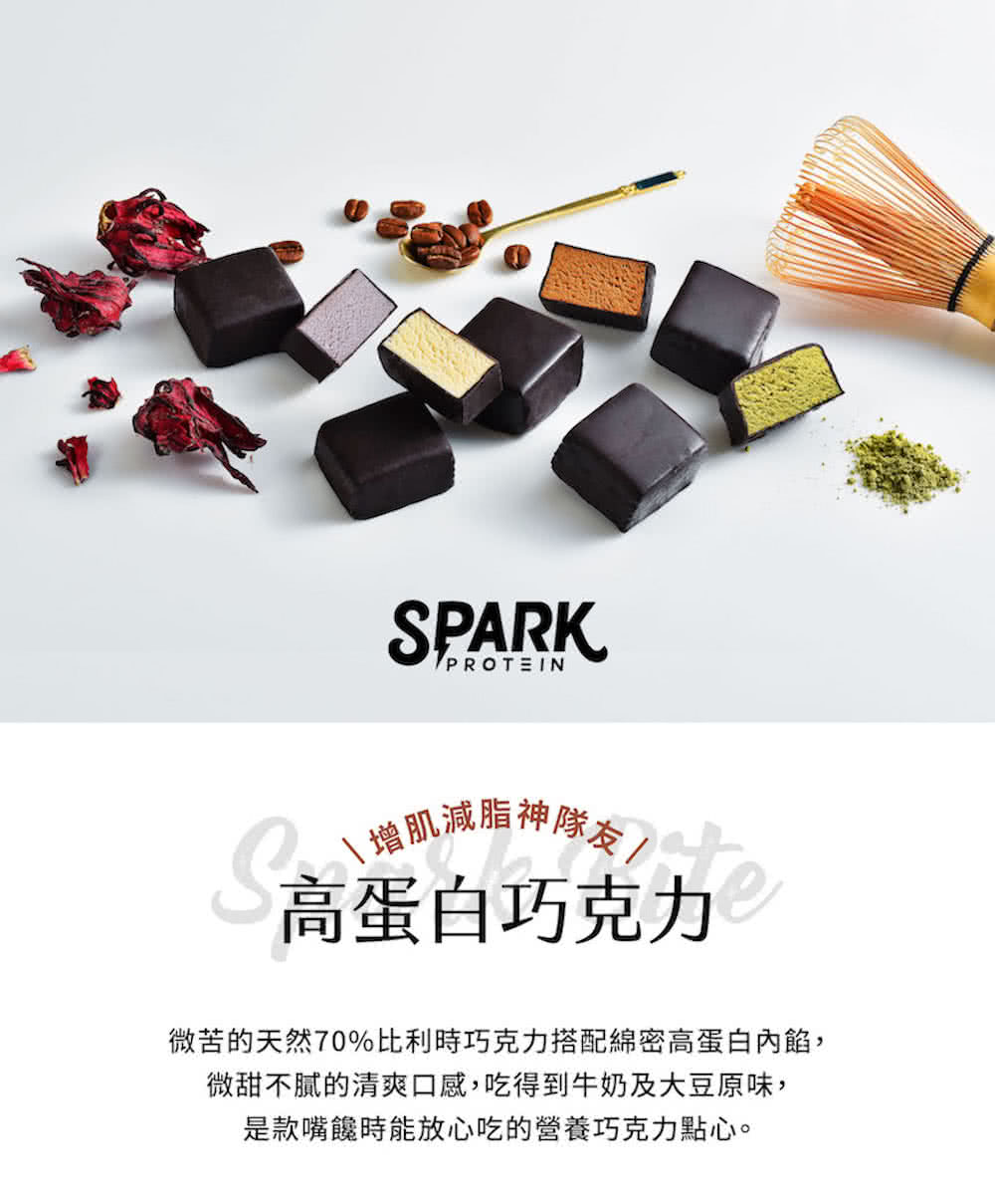 Spark Protein Spark Bite優質蛋白巧克力8入 醇黑可可 乳清蛋白 乳清 台灣製 高蛋白 Momo購物網