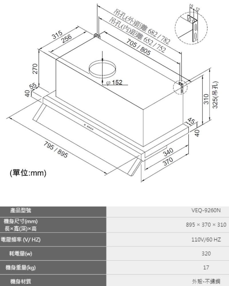 吊孔外距離682782