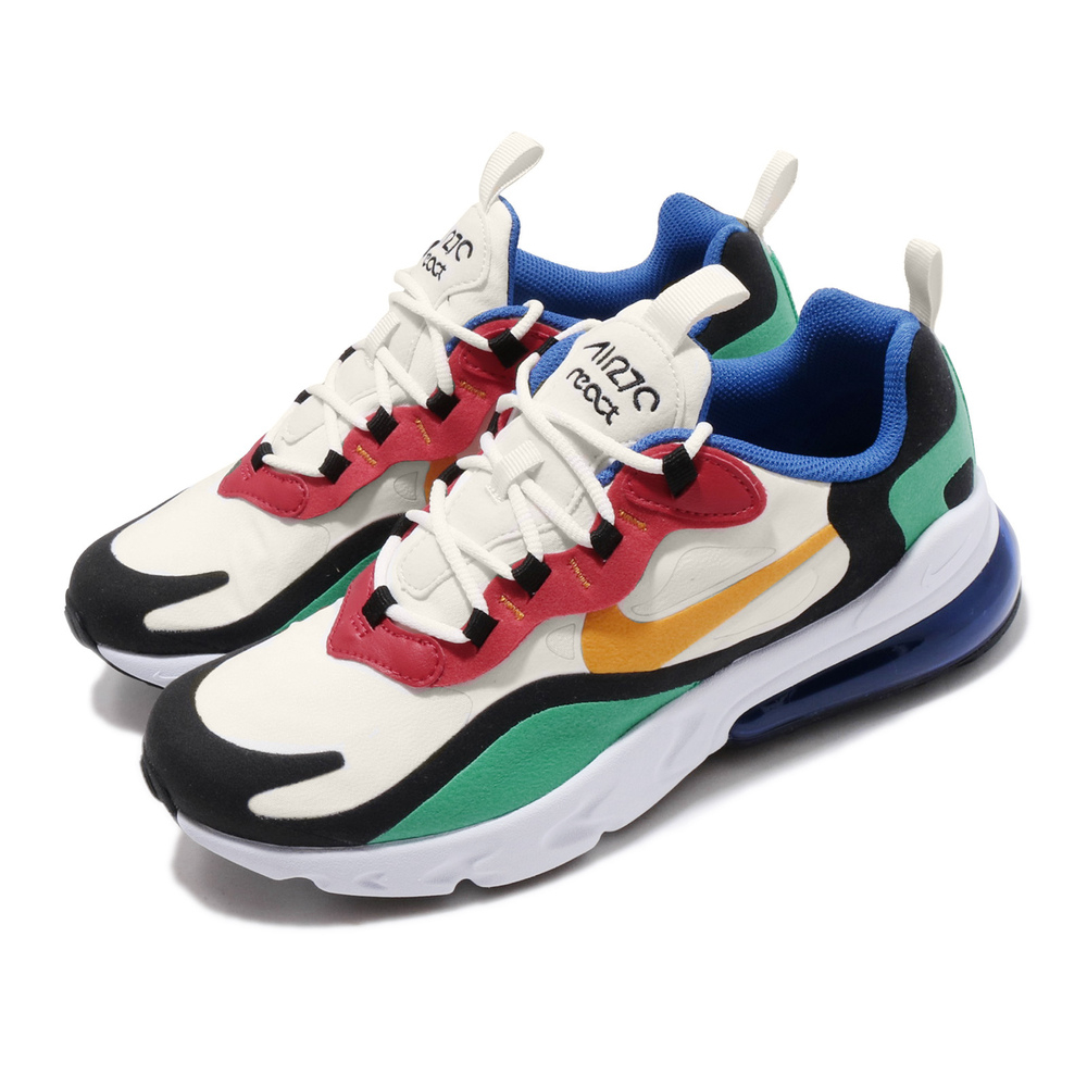 NIKE 耐吉】Air Max 270 React 女鞋氣墊避震舒適休閒鞋穿搭彩色黃勾拼接(BQ0103-001) - momo購物網