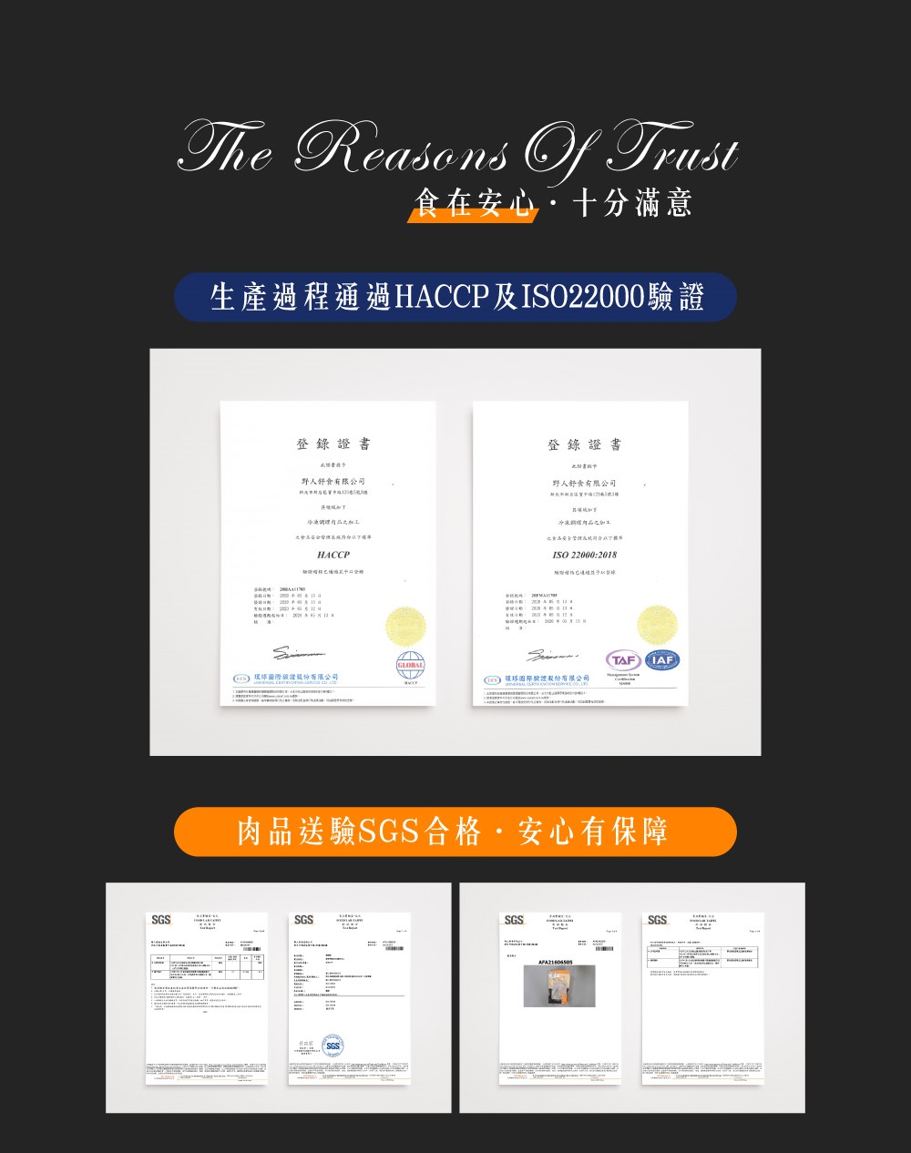 生產過程通過HACCP及ISO22000驗證