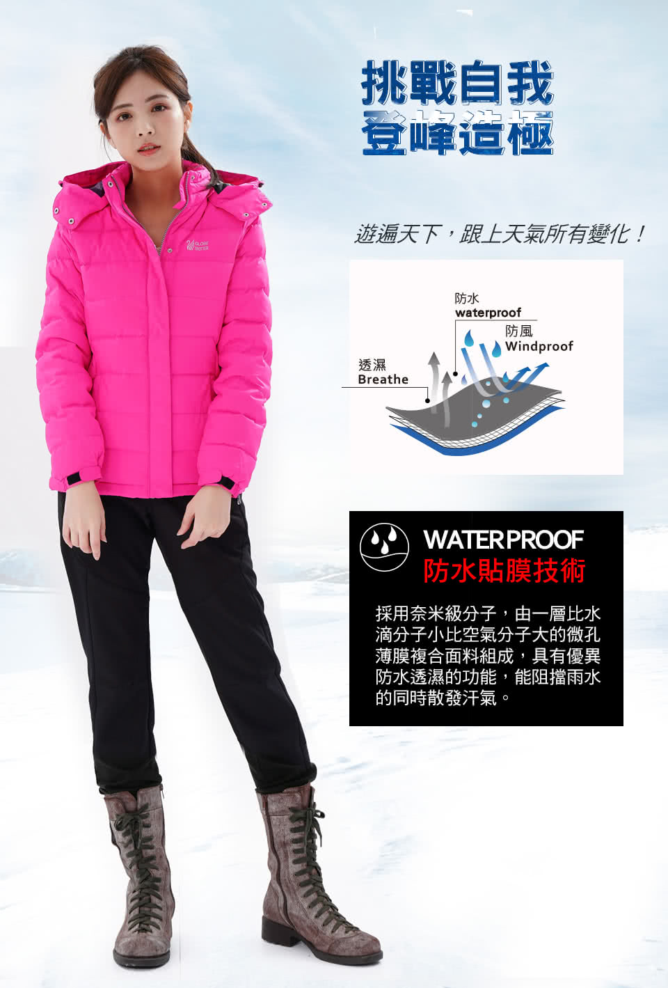 遊遍天下 男女款globetex顯瘦防水防風透濕刷毛褲雪褲西裝褲 S 6l Momo購物網