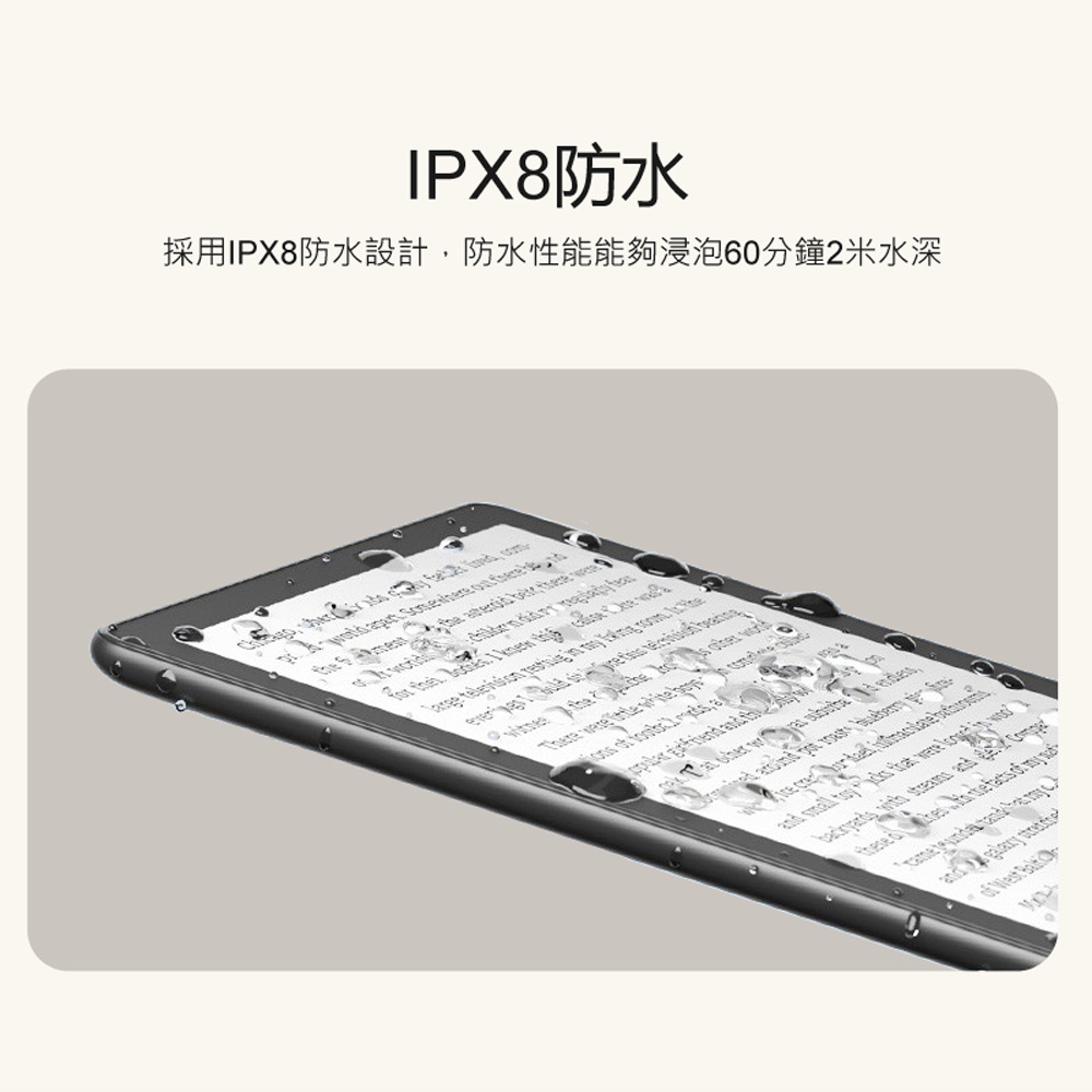æ¡ç¨IPX8é²æ°´è¨­è¨,é²æ°´æ§è½è½å¤ æµ¸æ³¡60åé2ç±³æ°´æ·± 