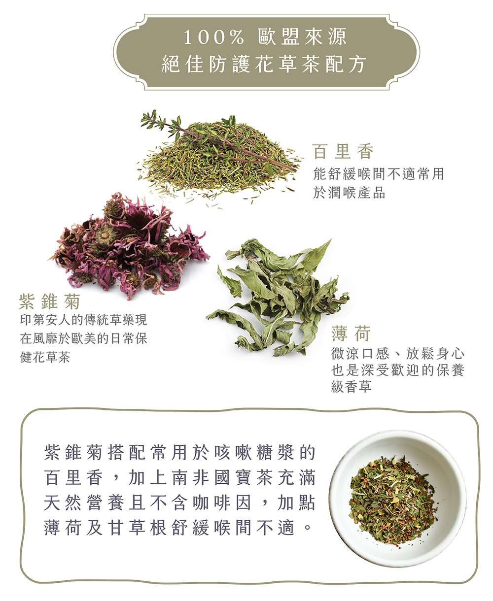 紫錐菊搭配常用於咳嗽糖漿的