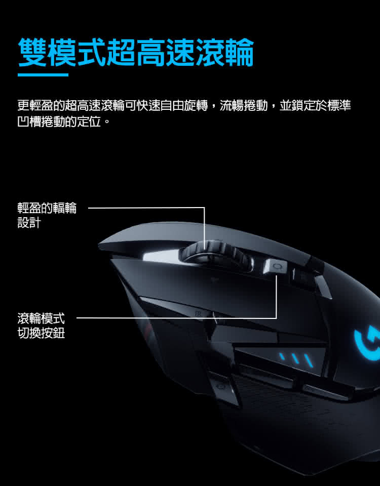 更輕盈的超高速滾輪可快速自由旋轉,流暢捲動,並鎖定於標準