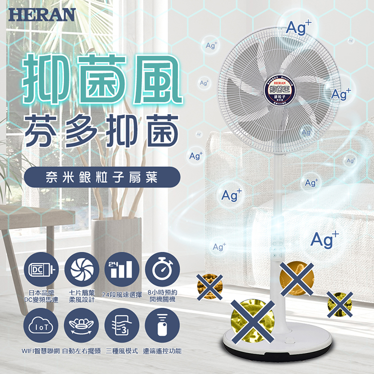 WIFI智慧聯網 自動左右擺頭 三種風模式 遠端遙控功能