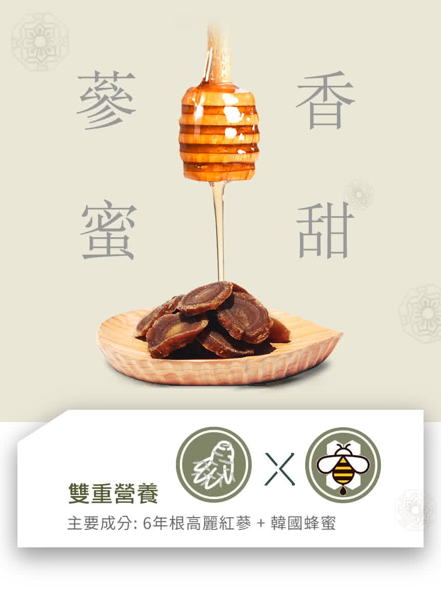 蔘 香 雙重營養 主要成分 6年根高麗紅蔘韓國蜂蜜 