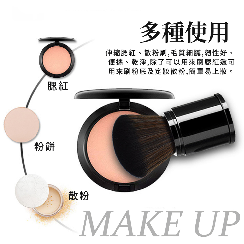 伸縮腮紅、散粉刷,毛質細膩,韌性好、