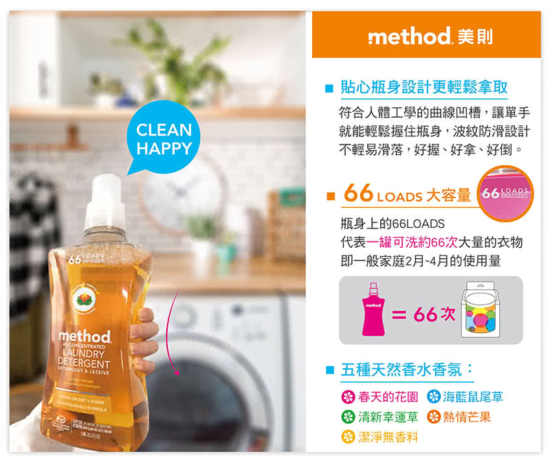 Method 美則 四倍濃縮香水環保洗衣精 海藍鼠尾草1580ml 買三送一 Momo購物網