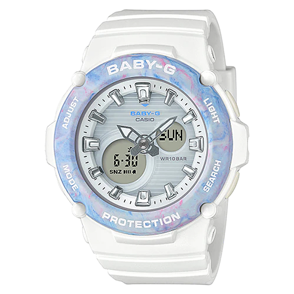 Casio 卡西歐 Baby G 仲夏海灘風潮運動雙顯錶 藍紫大理石色 Bga 270m 7a Momo購物網