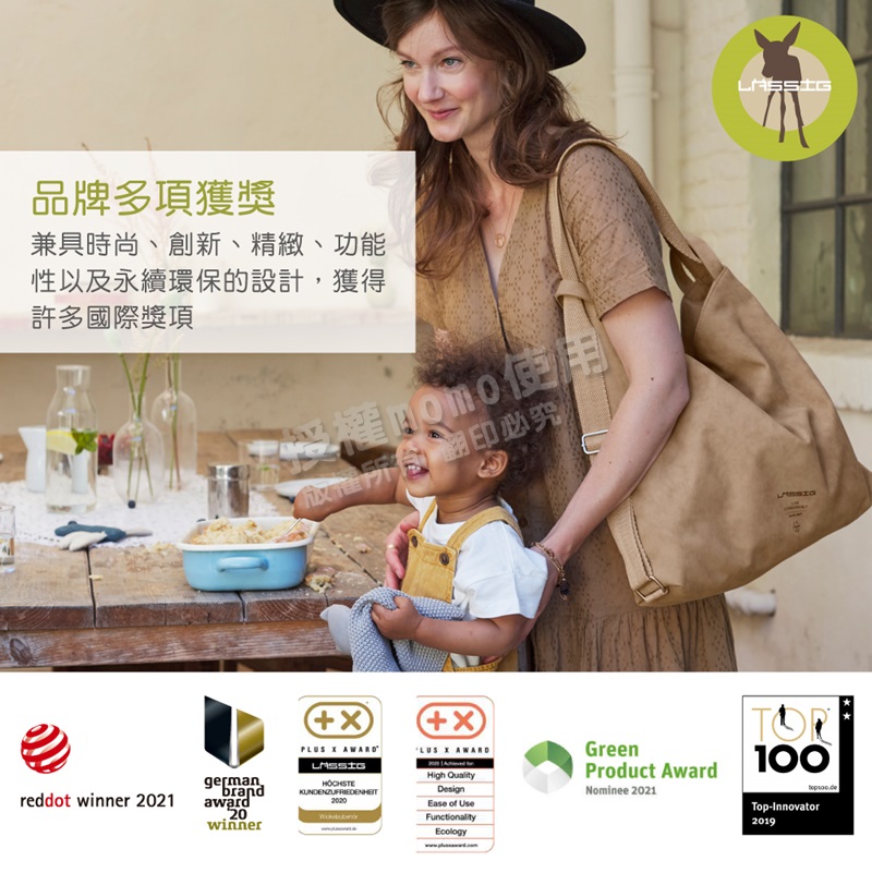 品牌多項獲獎 兼具時尚、創新、精緻、功能 性以及永續環保的設計,獲得 許多國際獎項 網印必究 
