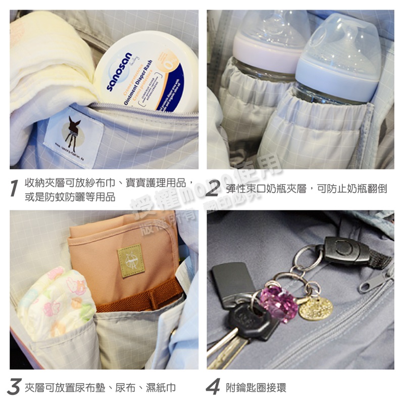 收納夾層可放紗布巾、寶寶護理用品,