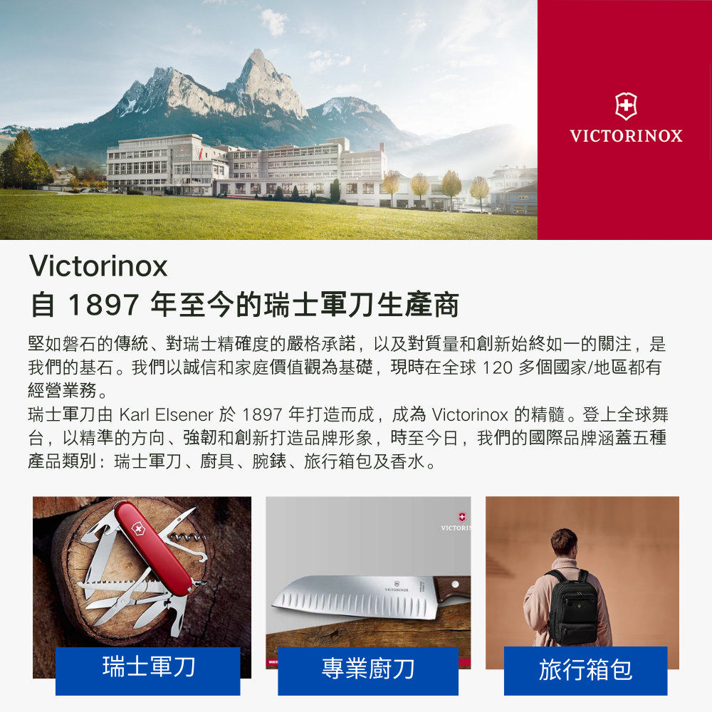 瑞士軍刀由 Karl Elsener 於 1897 年打造而成,成為 Victorinox 的精髓。登上全球舞