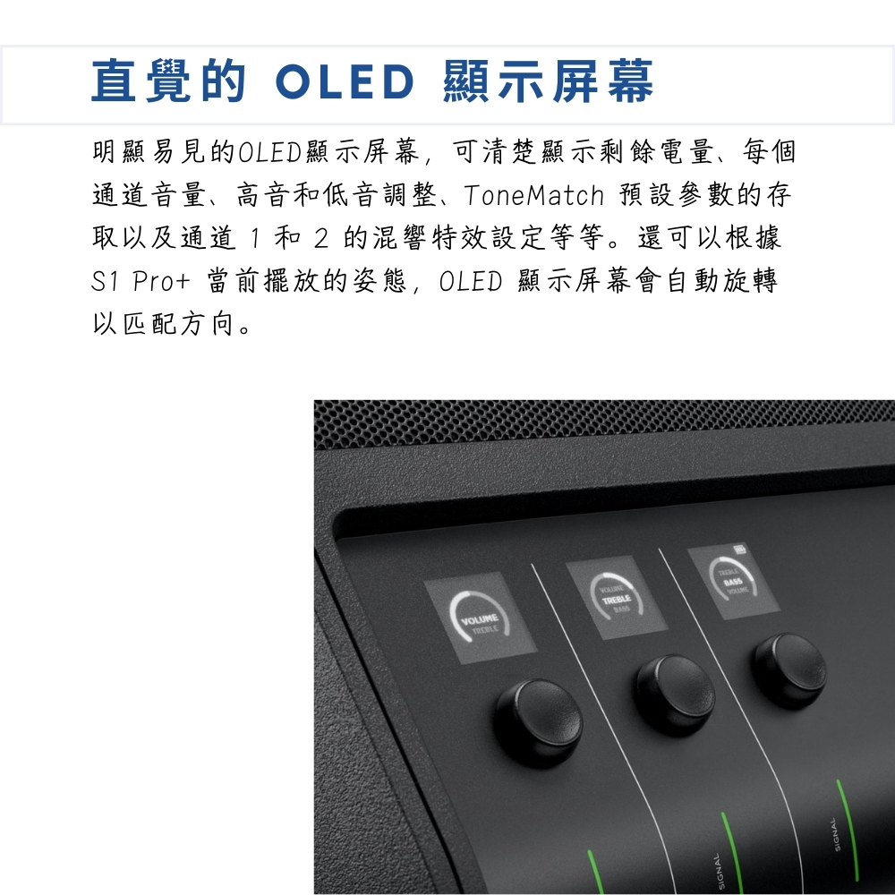 通道音量、高音和低音調整、ToneMatch 預設參數的存