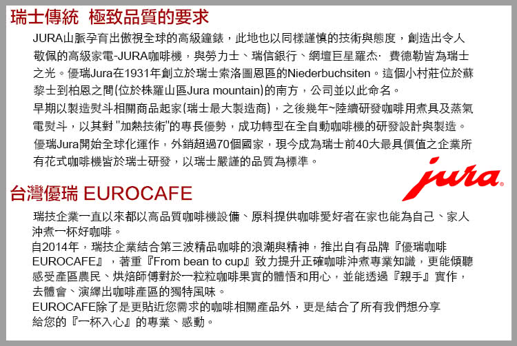 之光。優瑞Jura在1931年創立於瑞士索洛圖恩區的Niederbuchsiten。這個小村莊位於蘇