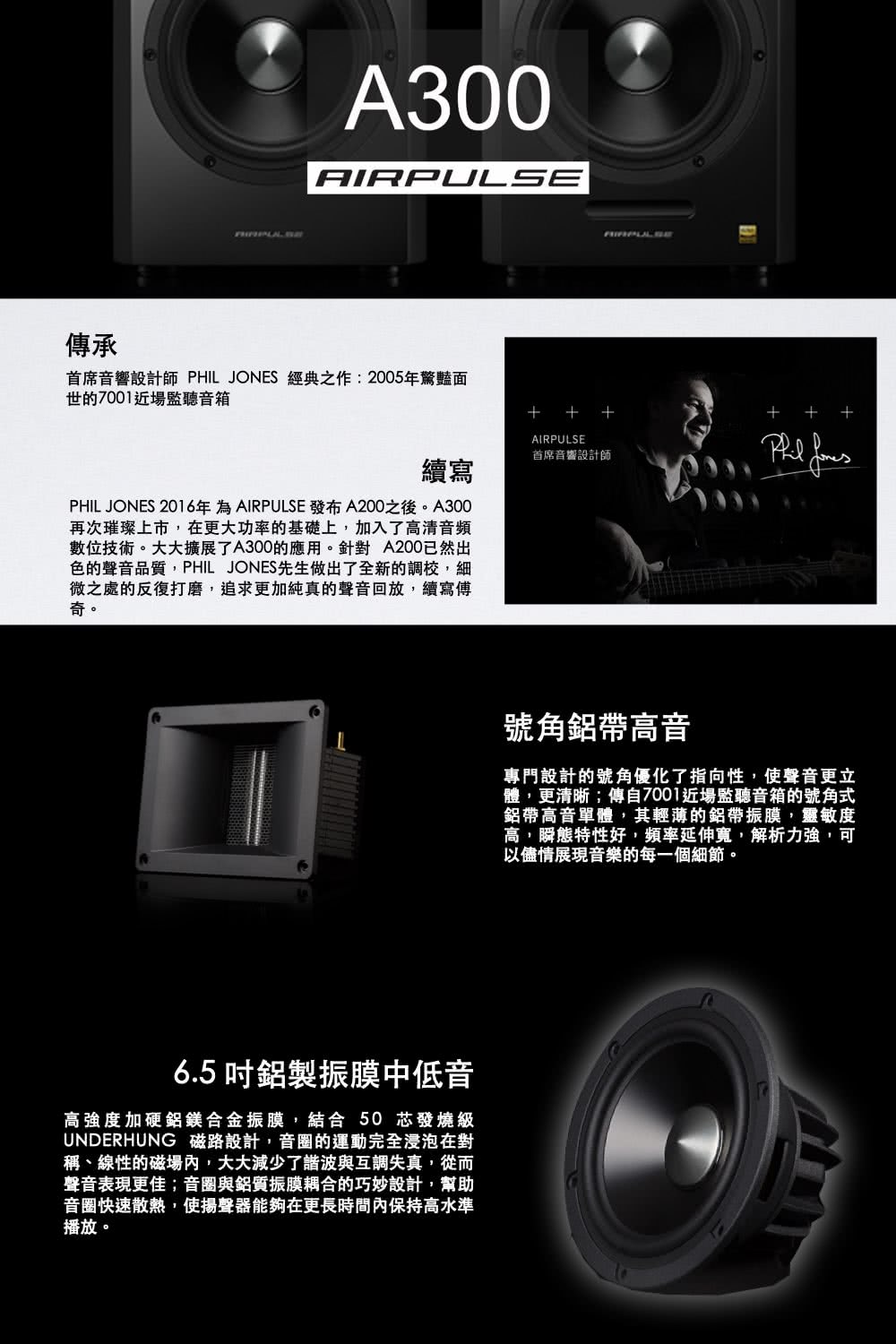 PHIL JONES 2016年為AIRPULSE發布A200之後。A300