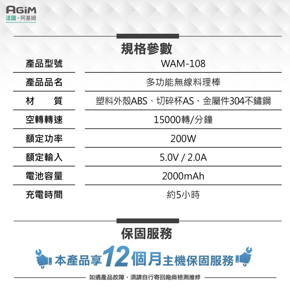 塑料外殼ABS、切碎杯AS、金屬件304不鏽鋼