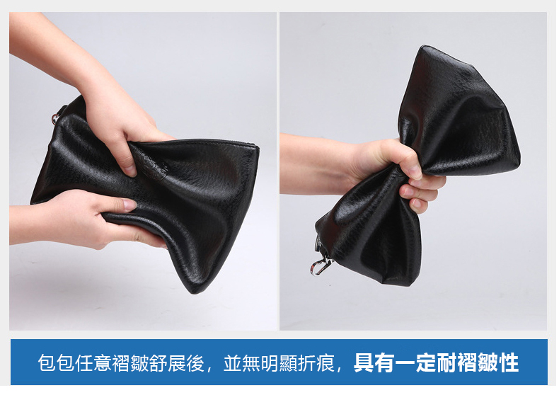 包包任意褶皺舒展後,並無明顯折痕,具有一定耐褶皺性 
