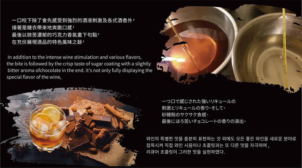 一咬下除了會先感受到強烈的酒液刺激及各式酒香外,