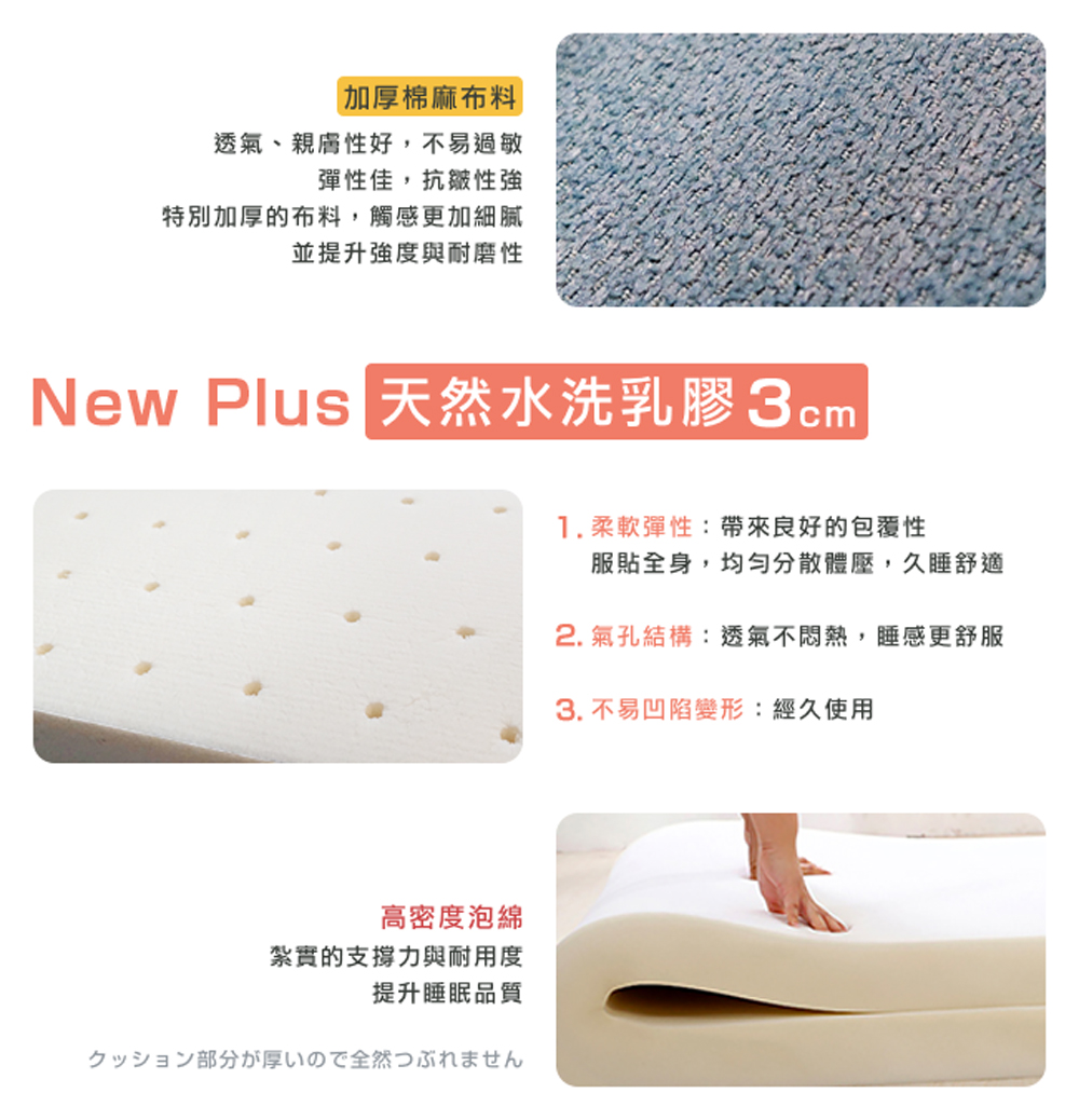 New Plus 天然水洗乳膠 3 cm
