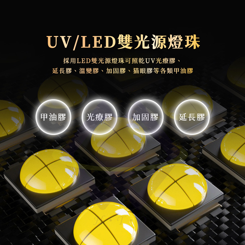 UVLED雙光源燈珠 採用LED雙光源燈珠可照乾UV光療膠、 延長膠、溫變膠、加固膠、猫眼膠等各類甲油膠 甲油膠 光療膠 加固膠 延長膠 