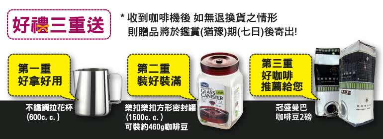 收到咖啡機後 如無退換貨之情形