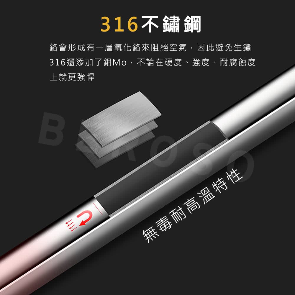 316不鏽鋼 鉻會形成有一層氧化鉻來阻絕空氣,因此避免生鏽 316還添加了鉬Mo,不論在硬度、強度、耐腐蝕度 上就更強悍 無毒耐高溫特性 