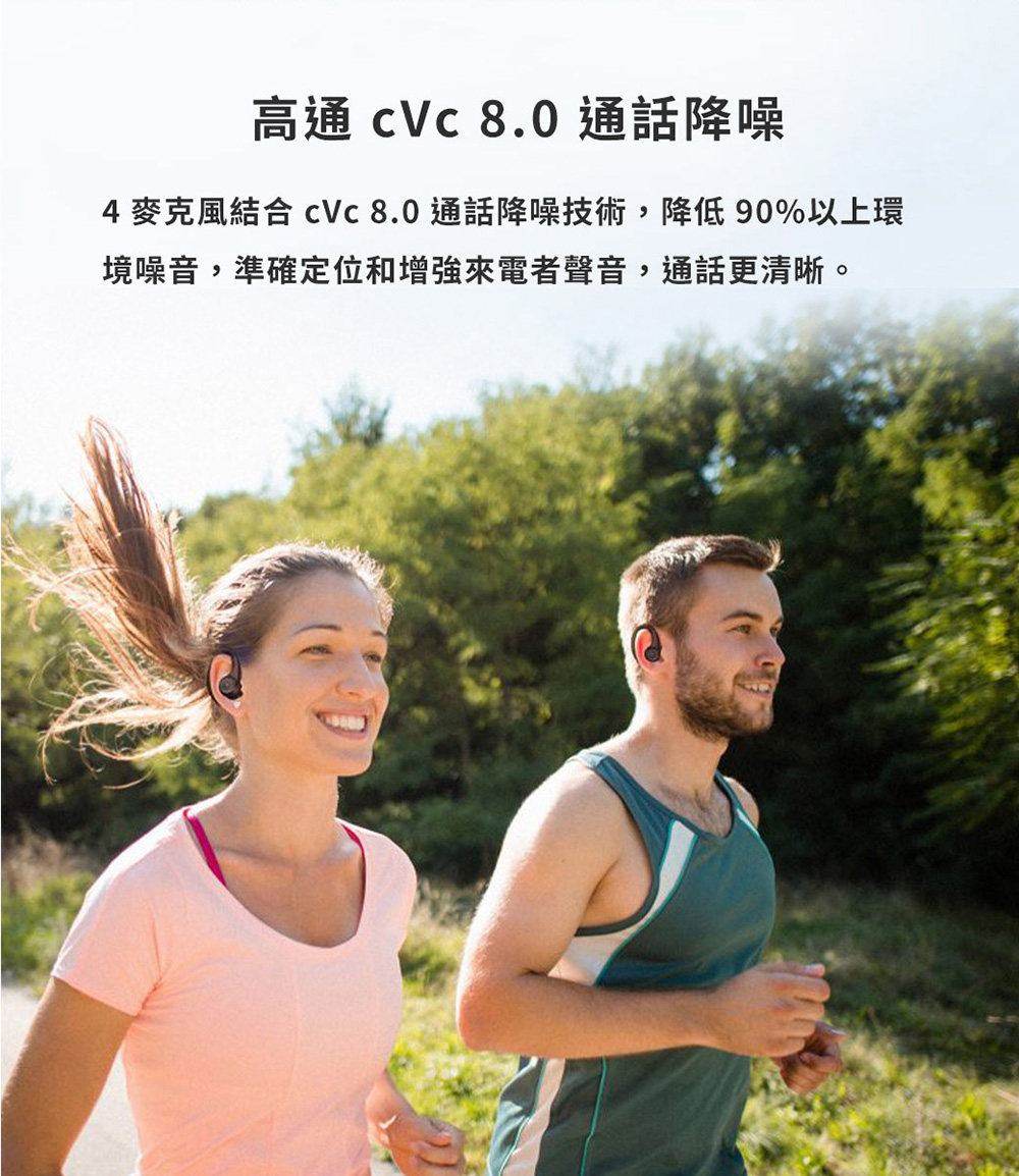 高通 cVc 8.0 通話降噪 4 麥克風結合 cVc 8.0 通話降噪技術,降低90%以上環 境噪音,準確定位和增強來電者聲音,通話更清晰。 