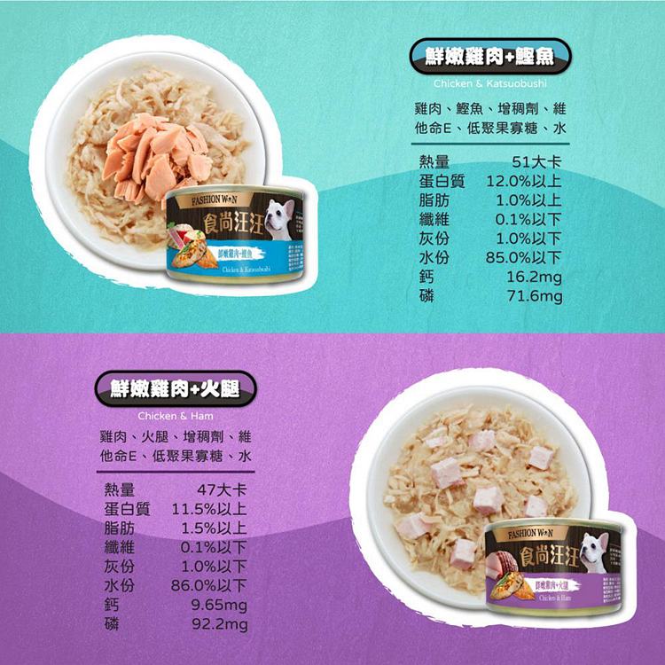 雞肉、火腿、增稠劑、維