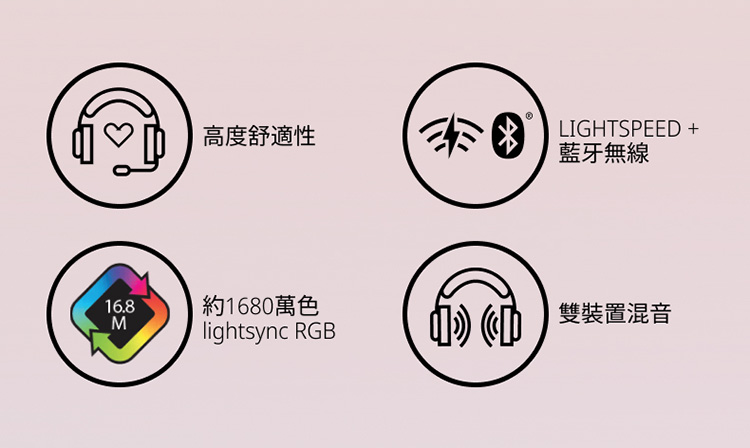 高度舒適性 約1680萬色 藍牙無線 雙裝置混音 