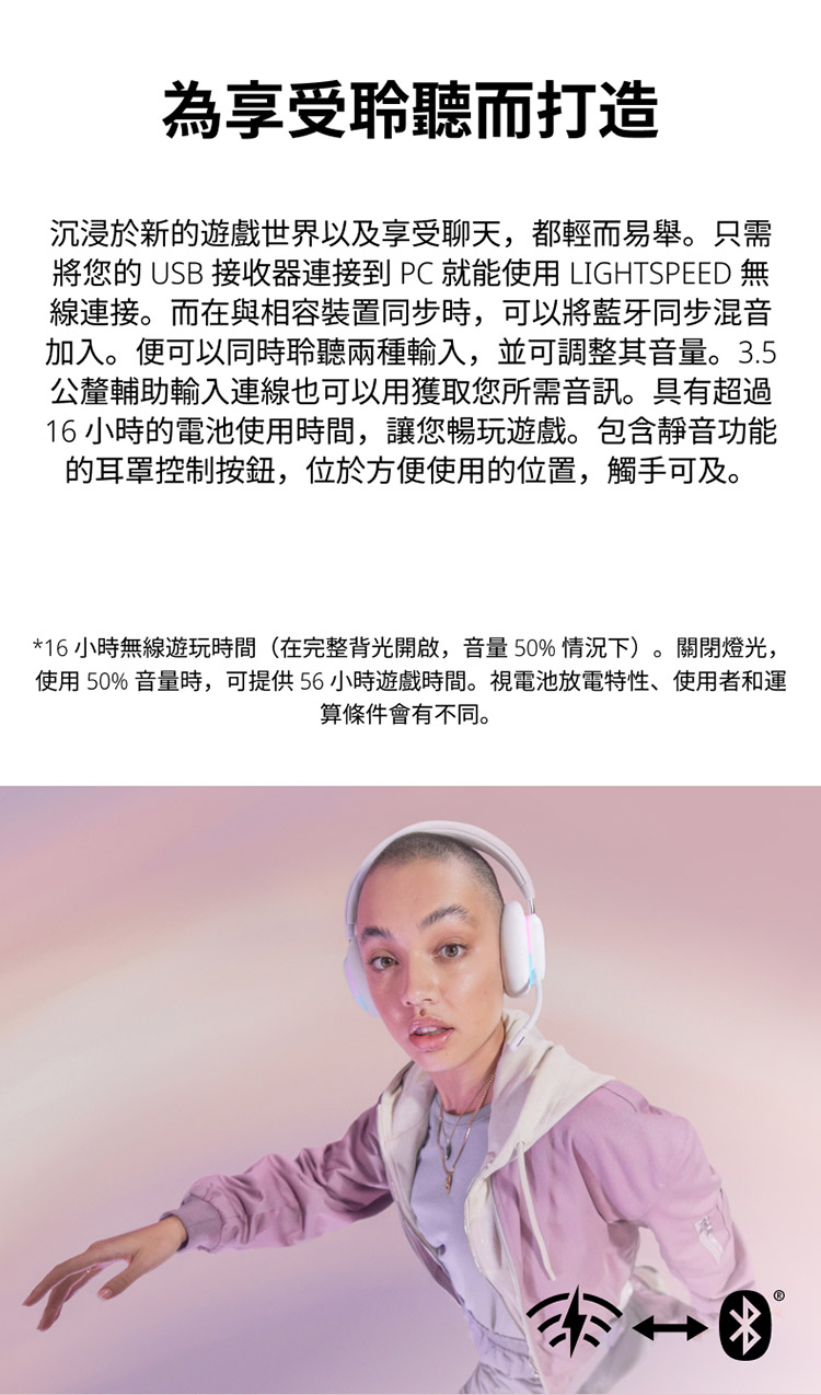 使用 50% 音量時,可提供 56 小時遊戲時間。視電池放電特性、使用者和運