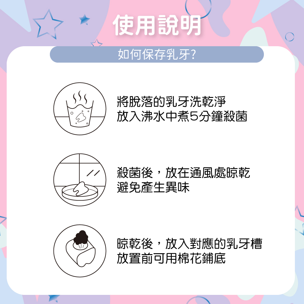 晾乾後,放入對應的乳牙槽