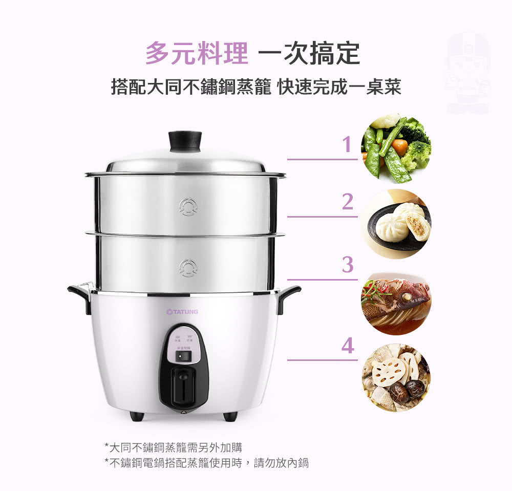 TATUNG 大同】11人份不鏽鋼電鍋(TAC-11T-M U貝殼紫) - momo購物網