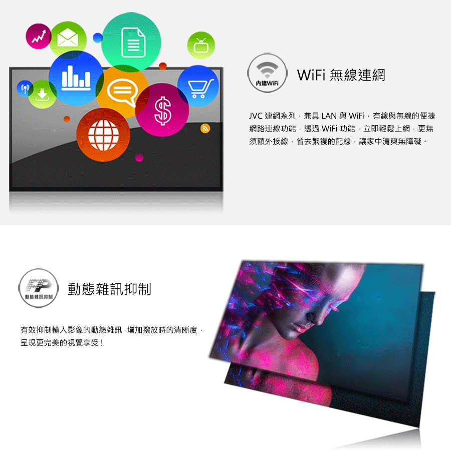 JVC 連網系列,兼具 LAN 與 WiFi,有線與無線的便