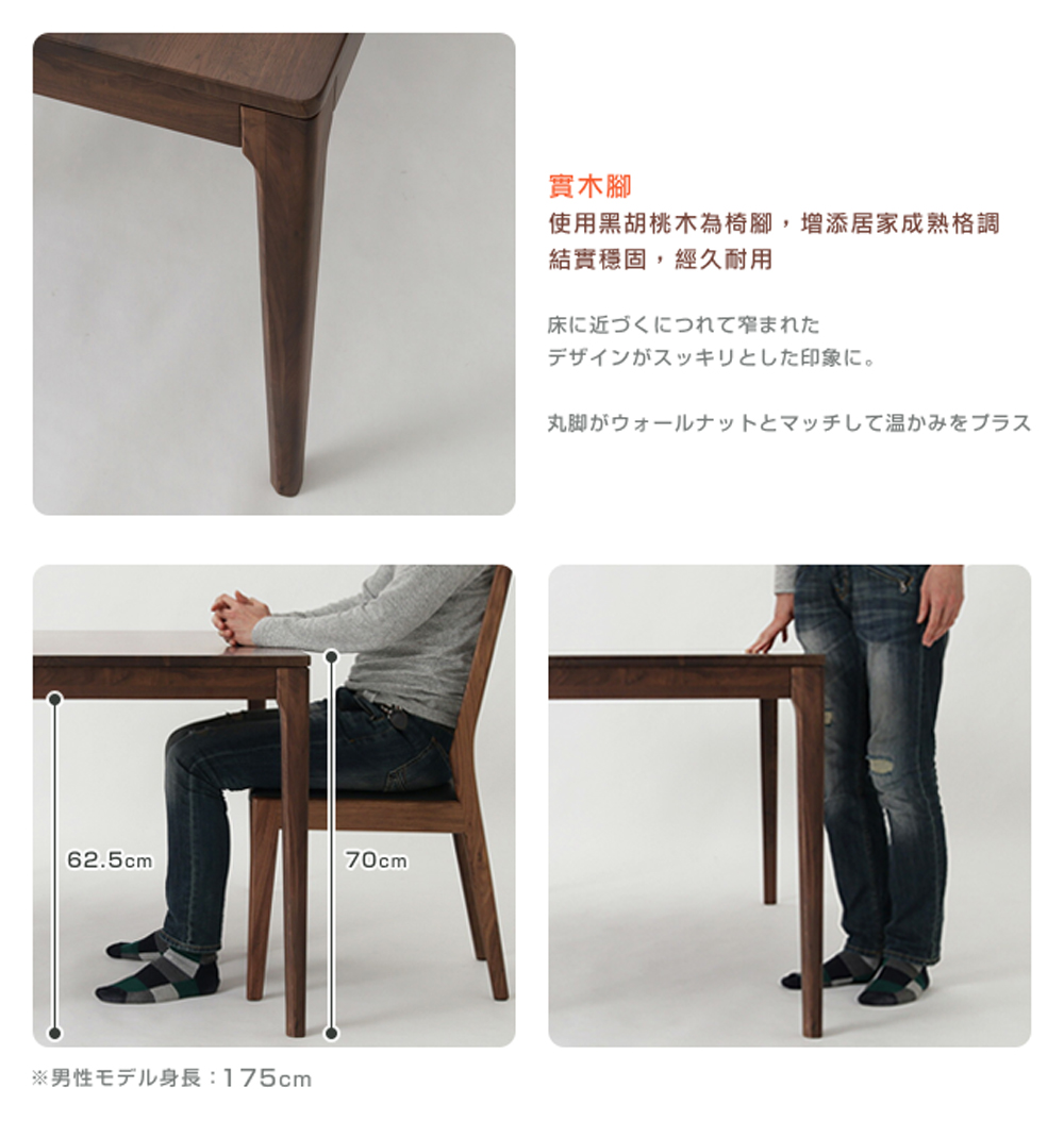 使用黑胡桃木為椅腳増添居家成熟格調