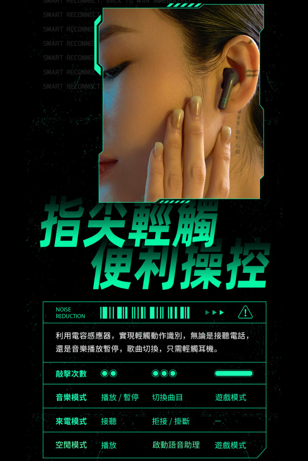 利用電容感應器,實現輕觸動作識別,無論是接聽電話,
