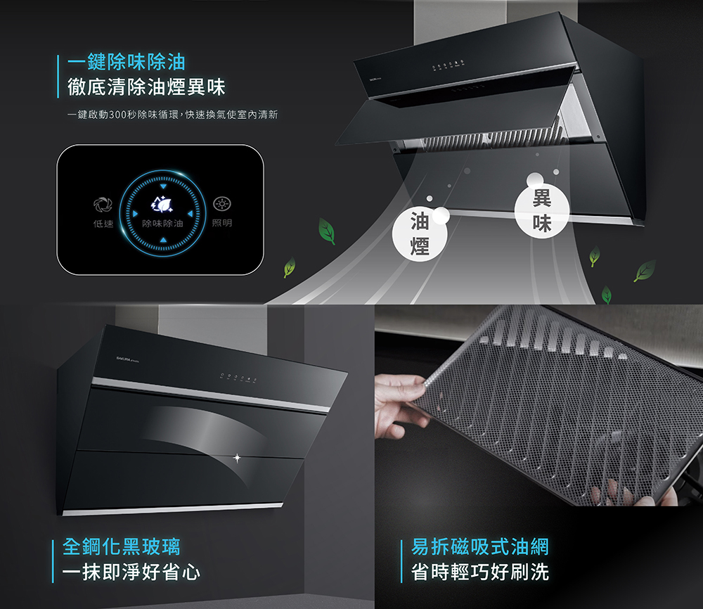 一鍵啟動300秒除味循環,快速換氣使室內清新