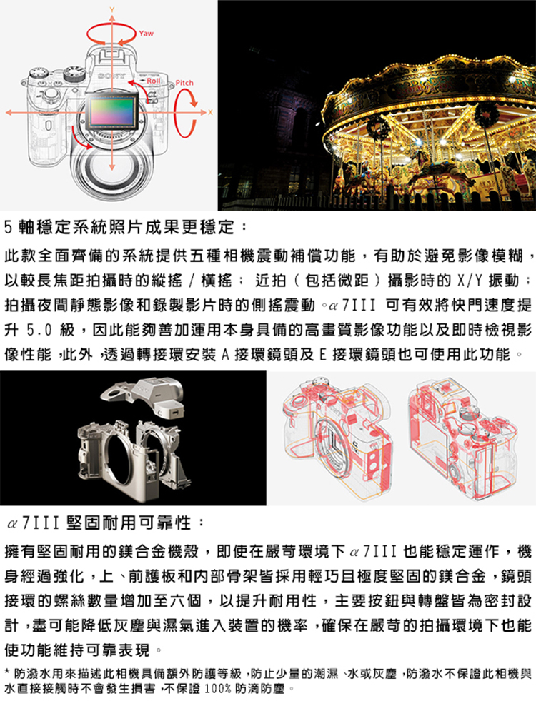 防潑水用來描述此相機具備額外防護等級,防止少量的潮濕、水或灰塵,防潑水不保證此相機與