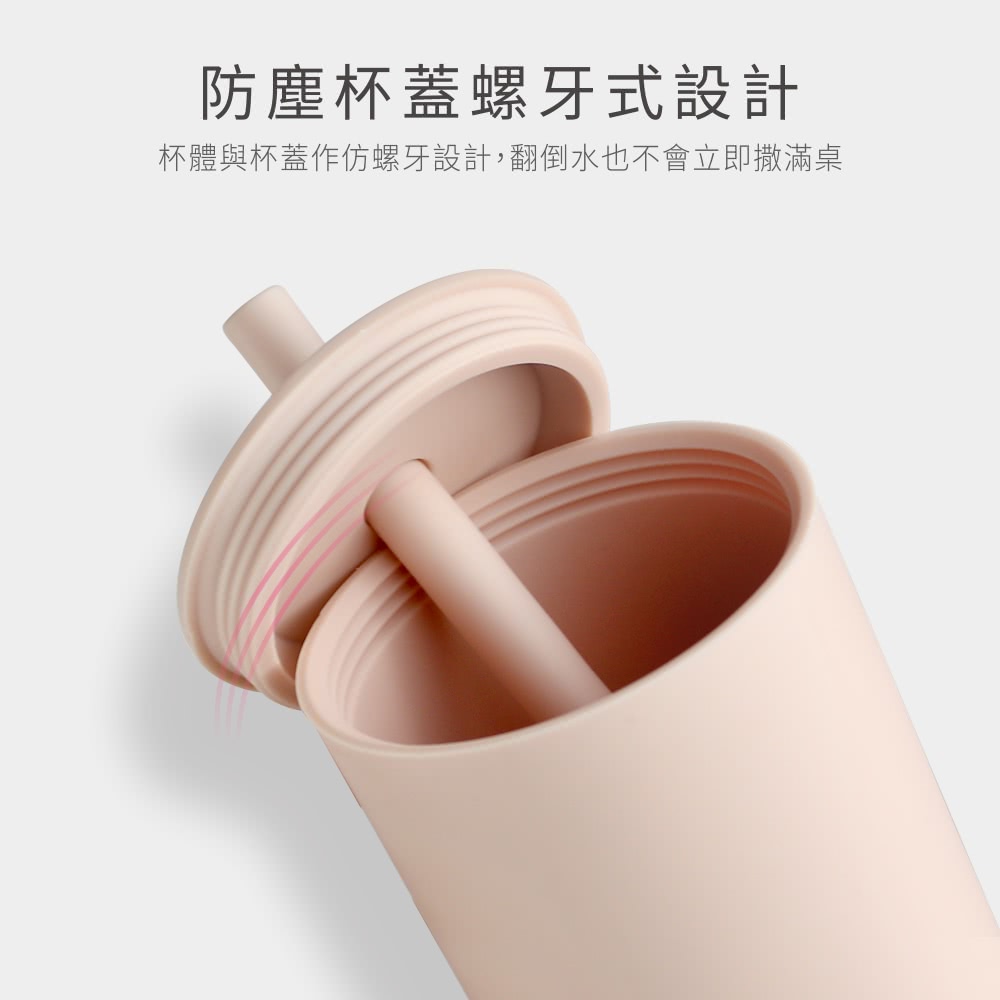 防塵杯蓋螺牙式設計 杯體與杯蓋作仿螺牙設計,翻倒水也不會立即撒滿桌 