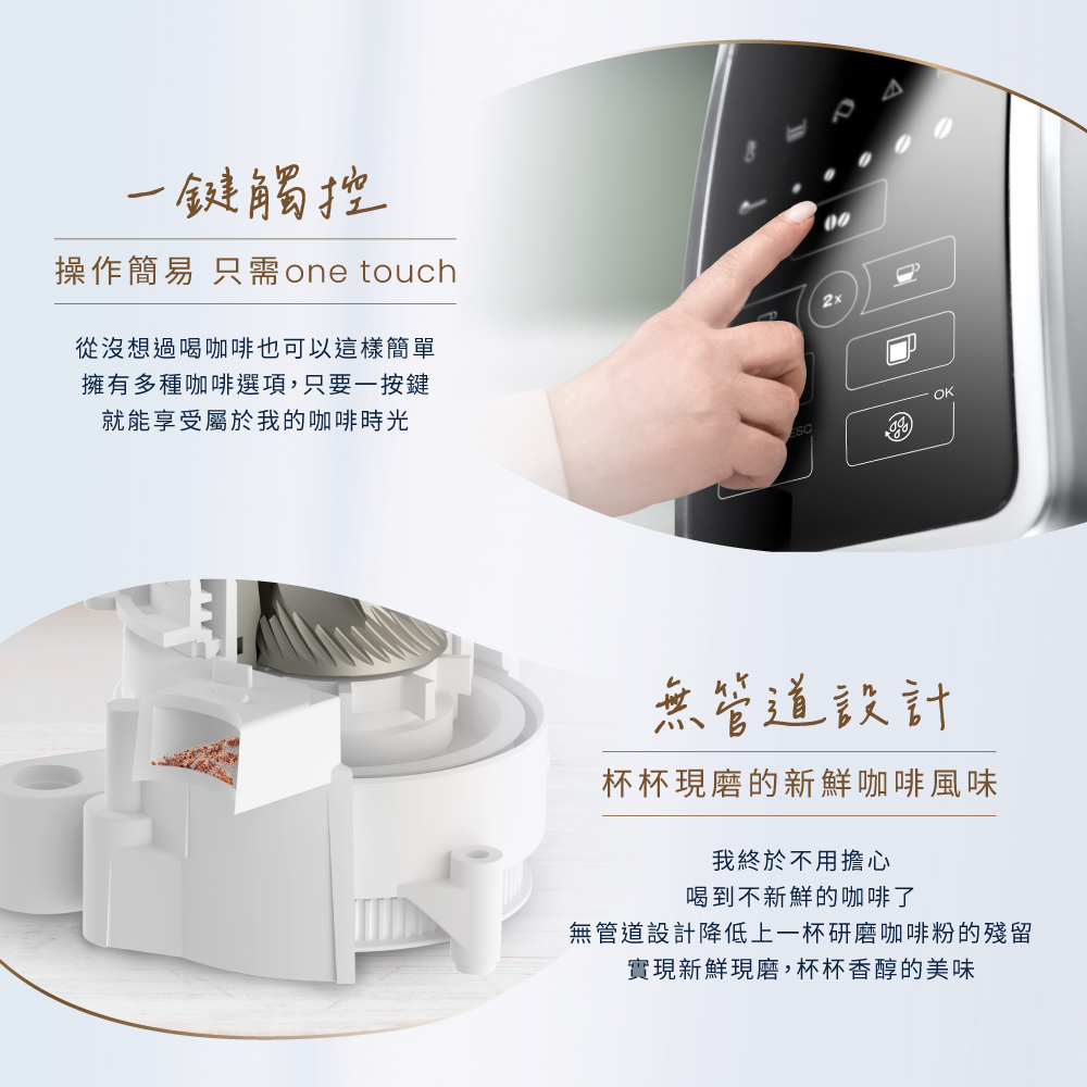 無管道設計降低上一杯研磨咖啡粉的殘留