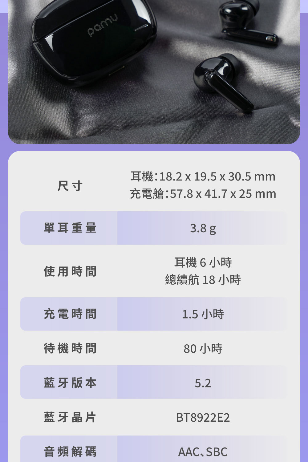 耳機18.2 x 19.5 x 30.5 mm