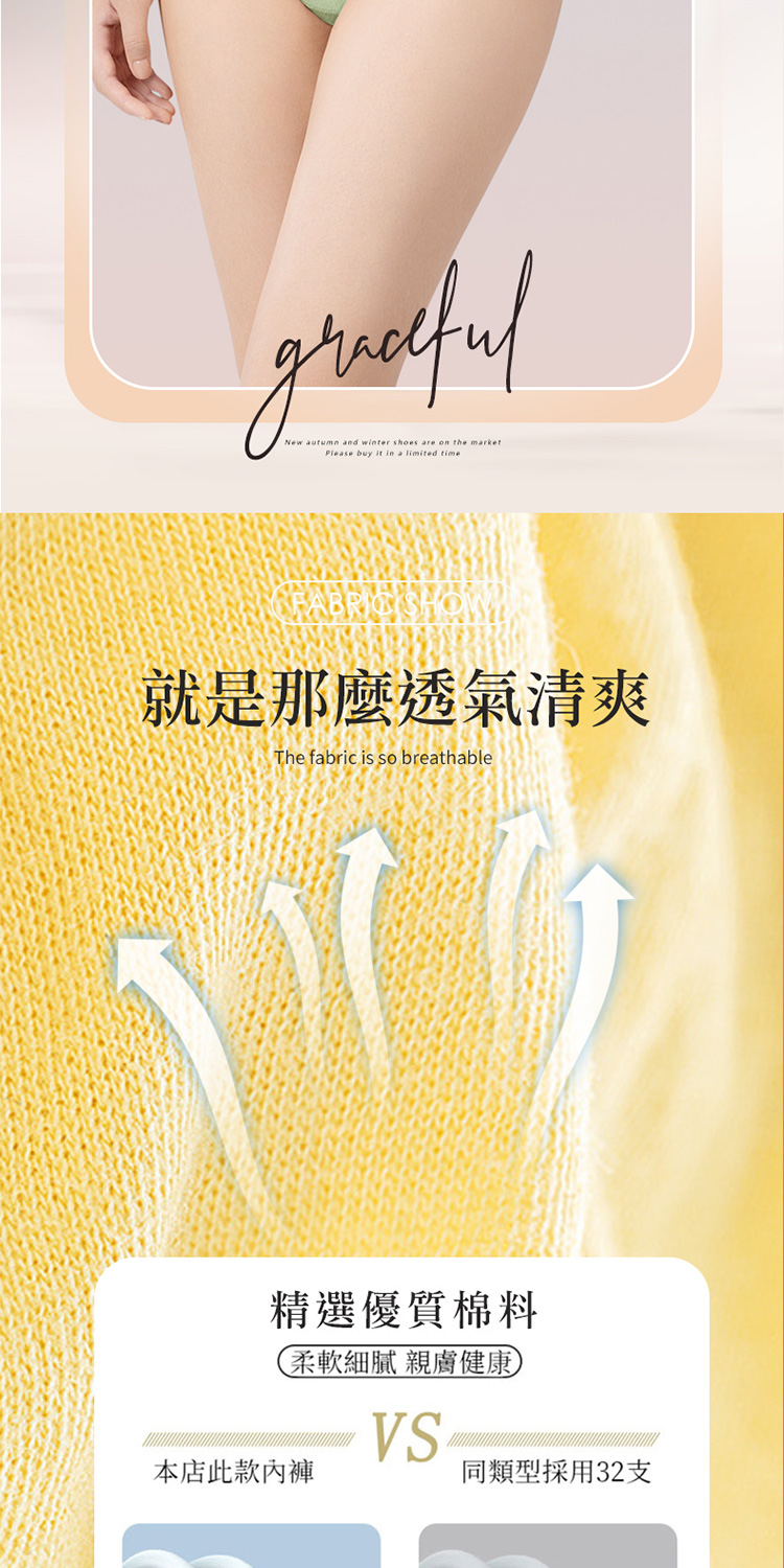 就是那麼透氣清爽 精選優質棉料 柔軟細膩親膚健康 本店此款內褲 同類型採用32支 