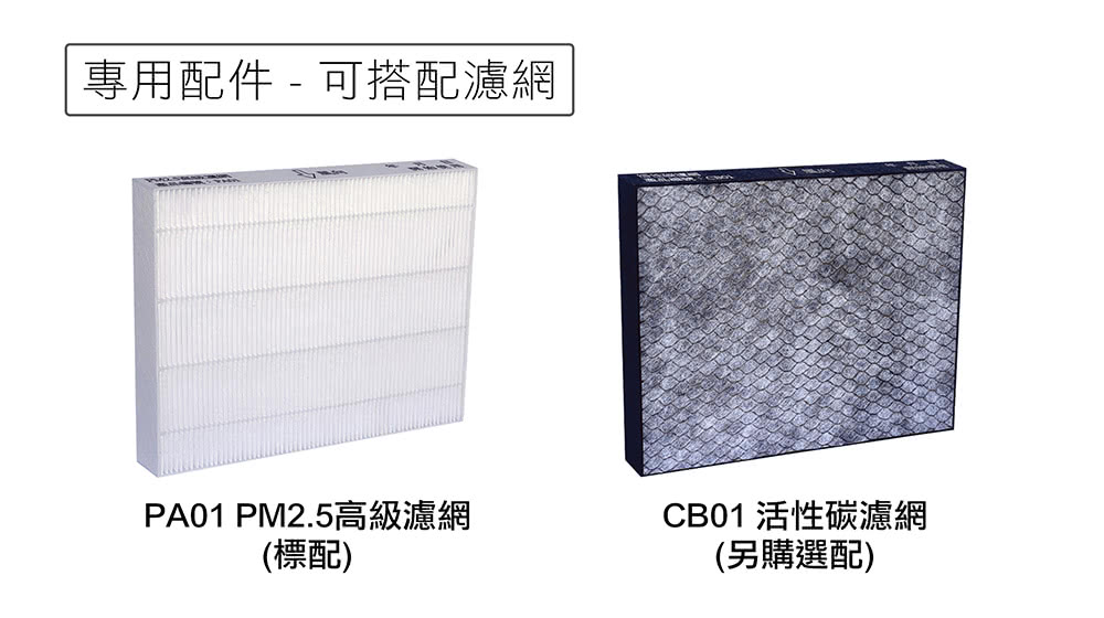 專用配件  可搭配濾網 PA01 PM2.5高級濾網 標配 CB01 活性碳濾網 另購選配 