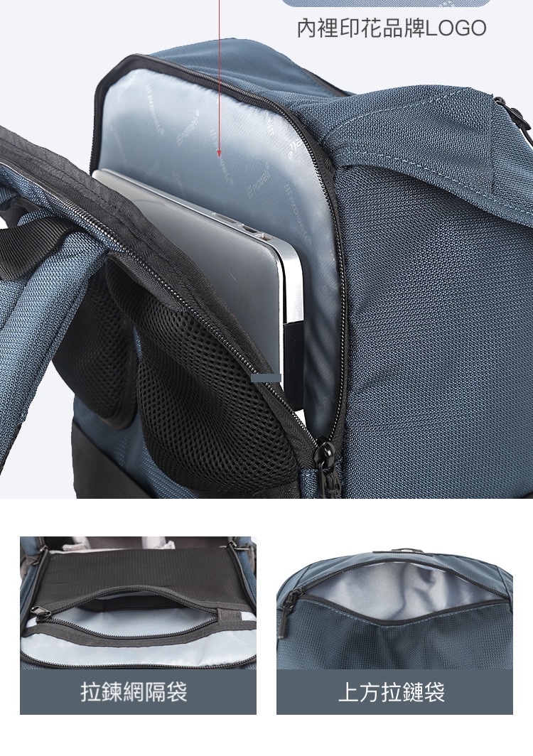 拉鍊網隔袋 內裡印花品牌LOGO 上方拉鏈袋 