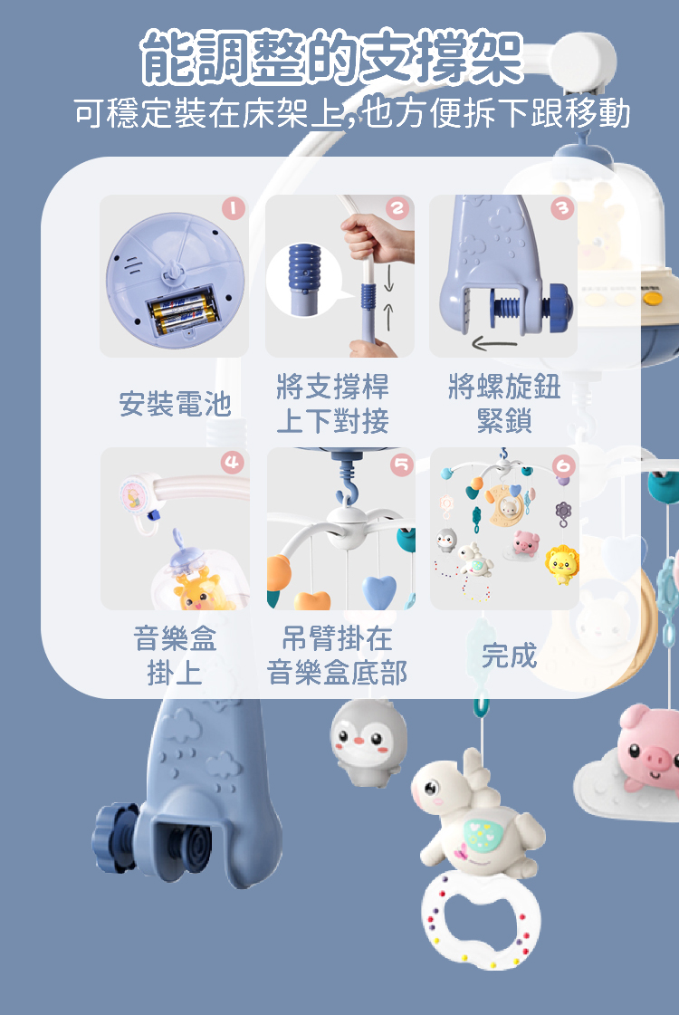 可穩定裝在床架上,也方便拆下跟移動
