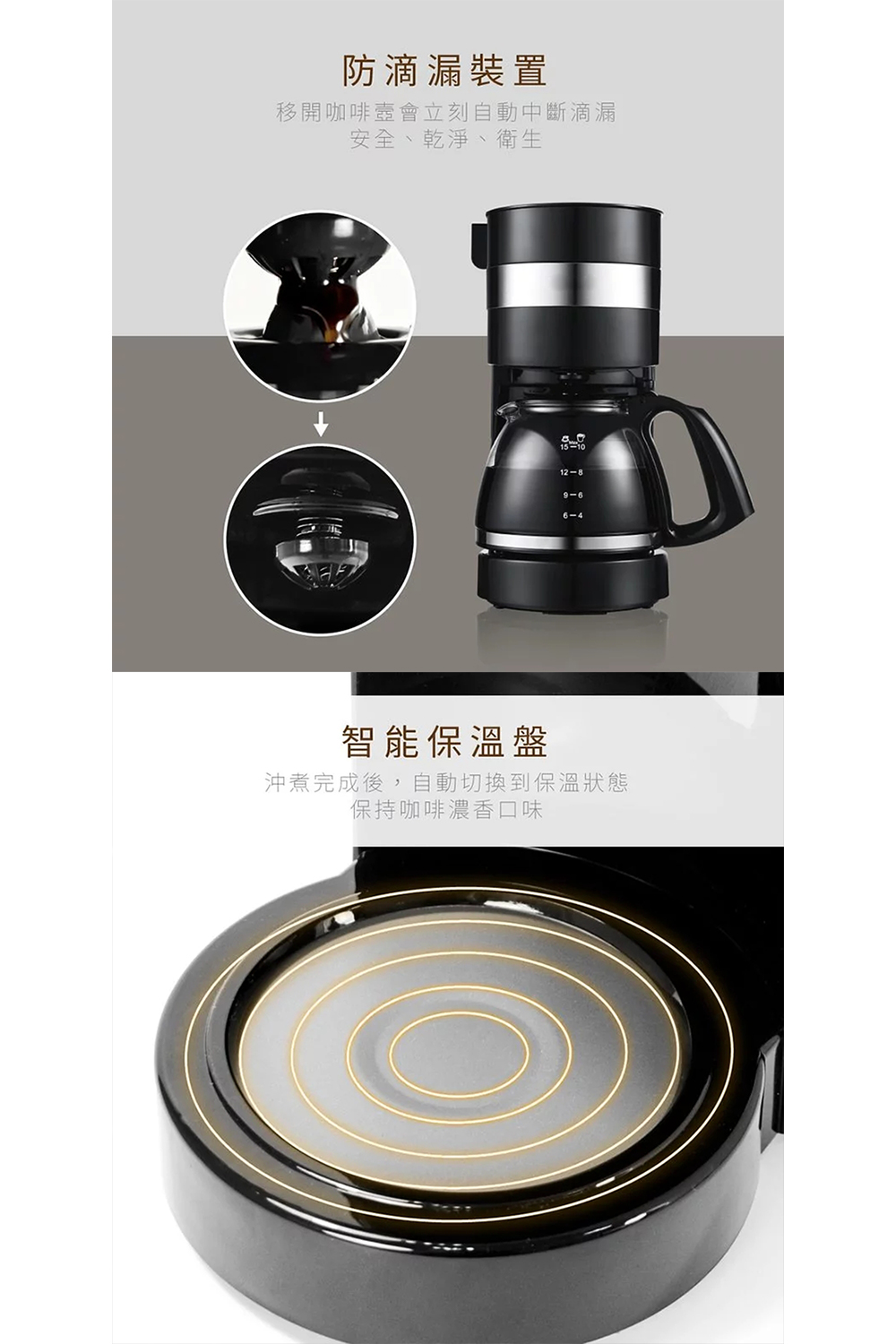 沖煮完成後,自動切換到保溫狀態