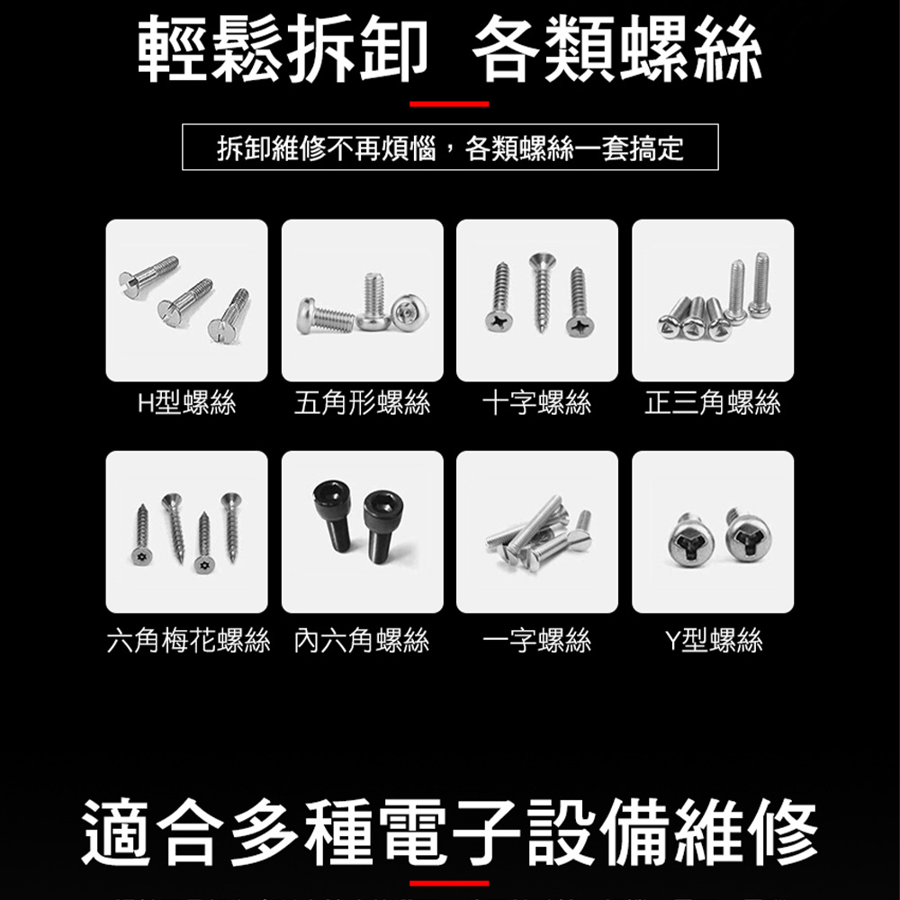 拆卸維修不再煩惱,各類螺絲一套搞定