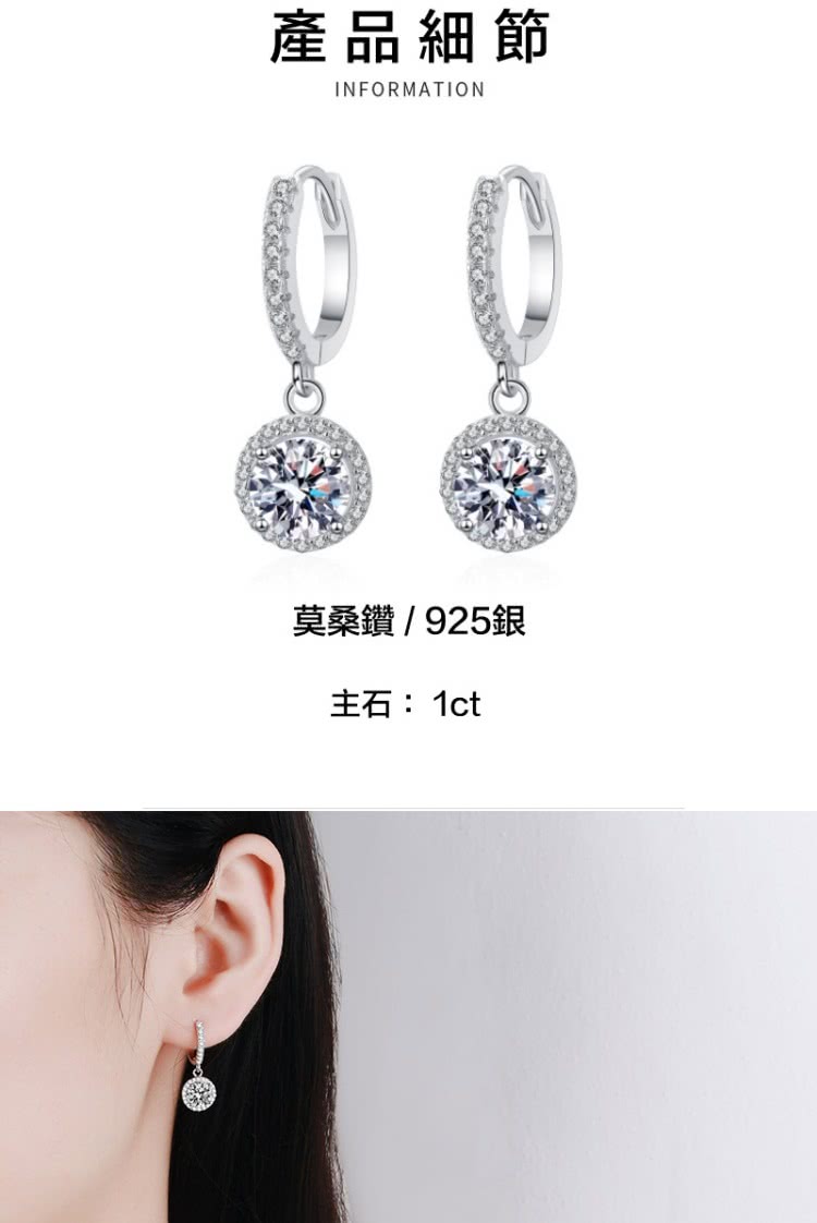 產品細節 莫桑鑽  925銀 主石 1ct 