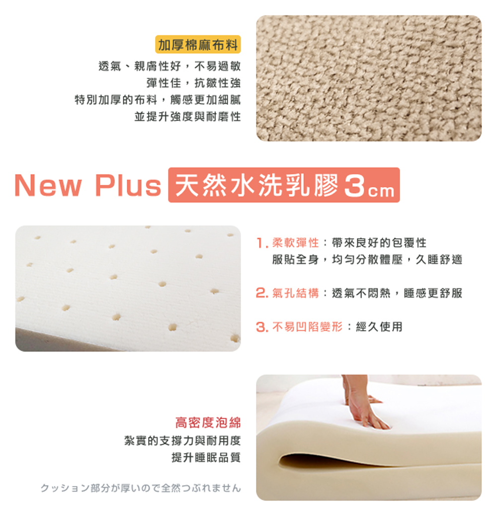 New Plus 天然水洗乳膠 3 cm