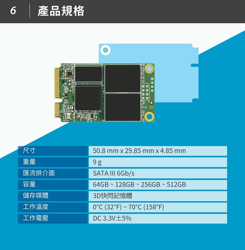 Transcend 創見】MSA230S 64GB mSATA SATA Ⅲ SSD固態硬碟